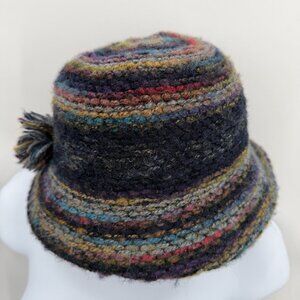 Four Buttons Wool Blend Bucket Hat OS Multicolor Knit Boho Women